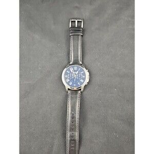 Fossil Grant Chronograph Blue Dial Black Leather Quartz Men’s Watch FS4990 44mm